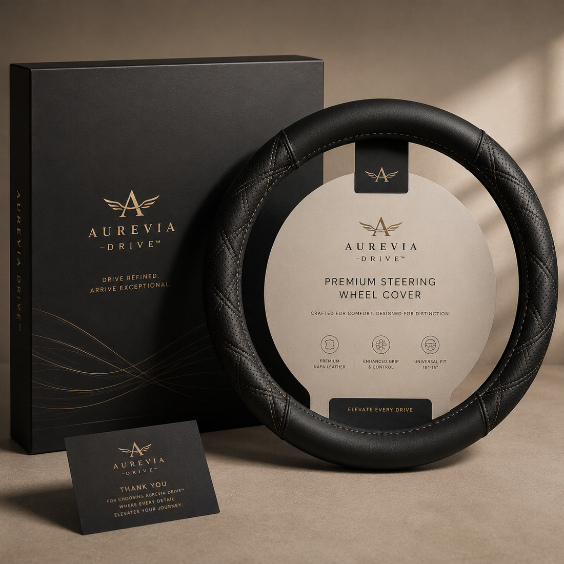 Aurevia Drive™ Premium Steering Wheel Cover