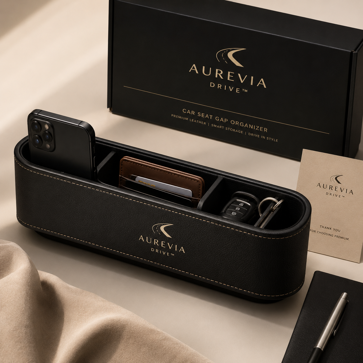 Aurevia Drive™ Car Seat Gap Organizer